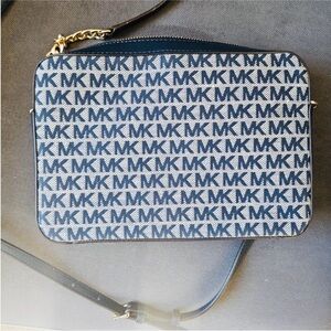Michael Kors Navy and White Logo Crossbody